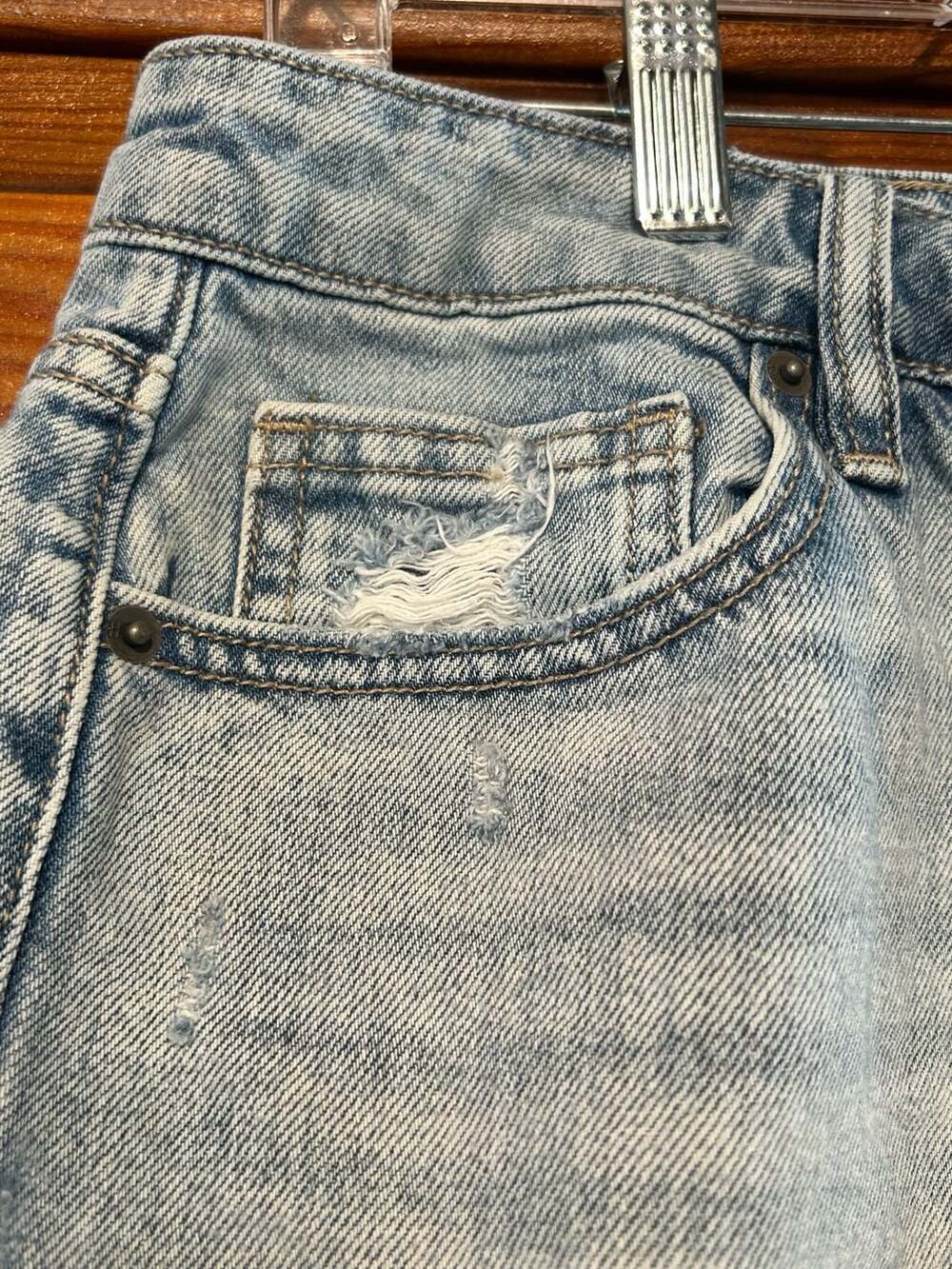 Hidden Jeans High Rise Distressed Button Fly Denim Shorts - Picture 6 of 8